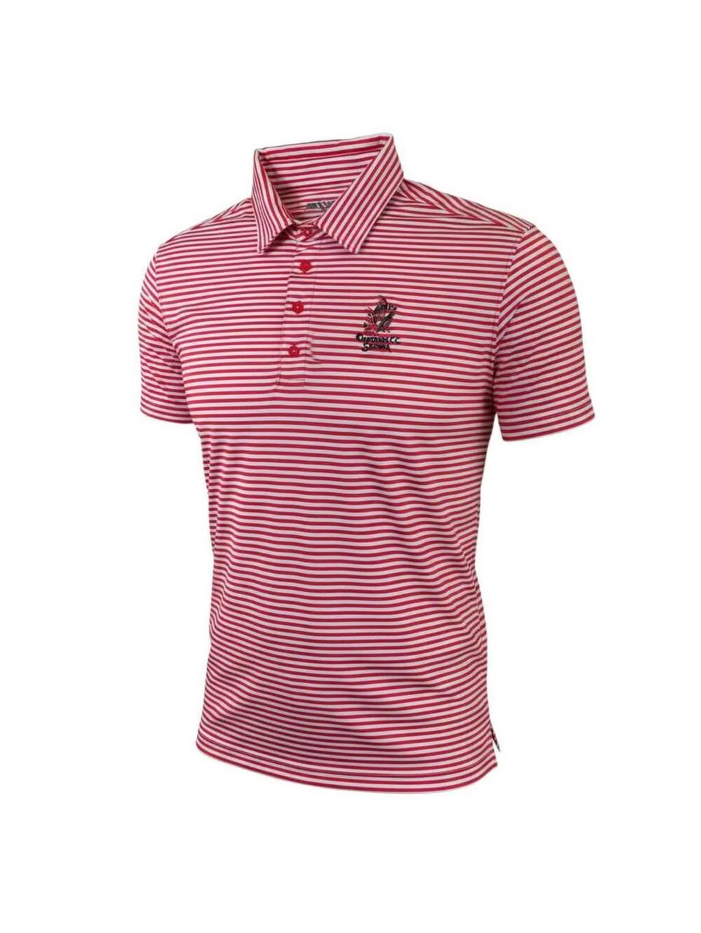 LEVELWEAR Red White Striped Polo Shirt Oakcreek CC Sedona Medium